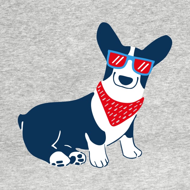 Cute Corgi with blue sunglass by patatechantilly